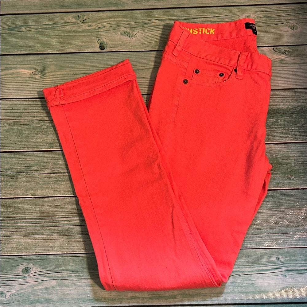 Bright Coral J. Crew Matchstick Jeans
